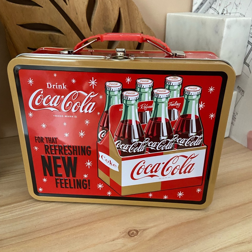 Coca-Cola Red and Gold Metal Lunchbox